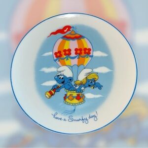 Porcelain Smurf plate ‘Have Smurfy Day’ Porcelain Collectable Made in Japan 1982